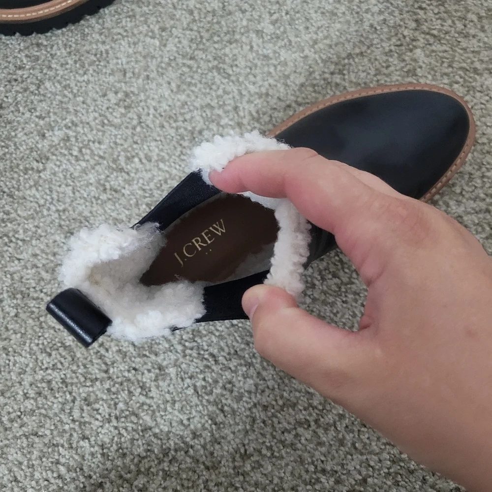 J.Crew Sherpa-lined Black Chelsea boots. NEW worn once - Picture 7 of 14